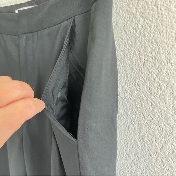 Everlane Women's Black Wool The Slouchy Pleated Ankle Trouser Pant - Picture 3 of 13